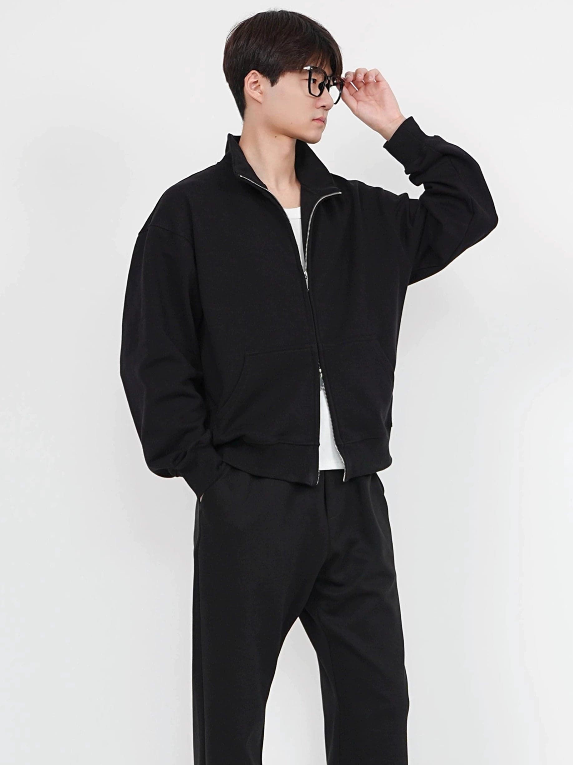 Double Zipper Stand Collar Sweatshirt