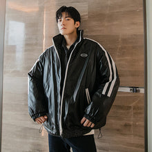 Load image into Gallery viewer, Sicilian men&#39;s black loose handsome cotton jacket stand-up collar stitching warm trend leather jacket autumn and winter men&#39;s jacket 4476535888146 4476535888144 4476535888145

