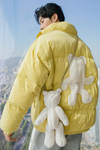 Load image into Gallery viewer, Sicilian men&#39;s winter new stand-up collar cotton-padded jacket design sense cute flocking bear padded bread jacket men
