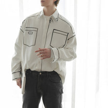 Load image into Gallery viewer, Sicilian men&#39;s autumn Korean trend handsome hand-painted graffiti line shirt men&#39;s long-sleeved design shirt
