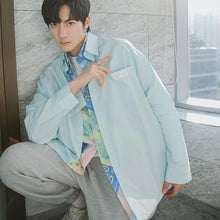 Load image into Gallery viewer, Sicilian men&#39;s spring style double-sided fake two-piece shirts men&#39;s design sense niche loose stitching flower shirt jacket
