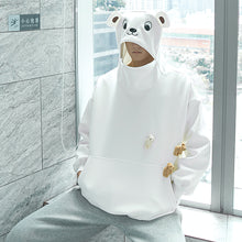 Load image into Gallery viewer, Sicilian men&#39;s cute bear head zipper hat long sleeve trend casual loose lazy style sweater men&#39;s hood
