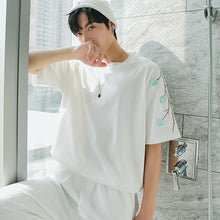 Load image into Gallery viewer, Sicilian Men&#39;s Summer Embroidered T-shirt Men&#39;s Short Sleeve Tide Brand All-match Loose Top Flower Youth T-shirt
