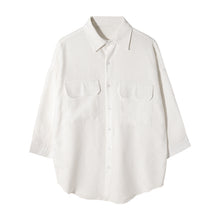 Load image into Gallery viewer, Sicilian men&#39;s summer thin three-quarter sleeve white shirt male Korean version of the trend loose men&#39;s white short-sleeved shirt
