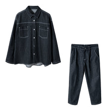 Load image into Gallery viewer, Sicilian men&#39;s fashion brand denim jacket straight jeans two-piece suit men&#39;s Korean casual suit male handsome
