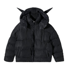 Load image into Gallery viewer, Sicilian Men&#39;s Winter New Black Plaid Hooded Jacket Messenger Bunny Doll Trend Fashion Thick Cotton Coat
