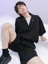 Load image into Gallery viewer, Sicilian men&#39;s short-sleeved shirt men&#39;s summer thin two-piece embroidered suit collar shorts men&#39;s casual suit
