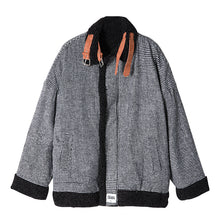 Load image into Gallery viewer, 【Spot quick delivery】Fast delivery ~ thick black loose coat with lamb fur collar on both sides
