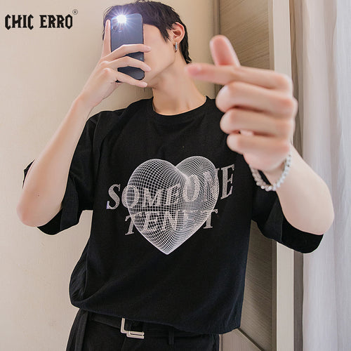 Sicilian men's short-sleeved t-shirt men's 2021 new summer loose men's creative love printed t-shirt