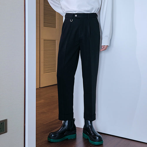 Sicilian men's black suit pants men's straight loose autumn and spring drape pants men's casual pants youth trousers