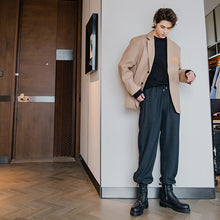 Load image into Gallery viewer, Sicilian Men&#39;s Plaid Casual Pants Men&#39;s Korean Style Trendy Men&#39;s Nine Points Loose Straight Drawstring Drawstring Pants
