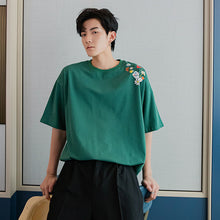 Load image into Gallery viewer, Sicilian men&#39;s summer white half-sleeved men&#39;s trend five-point sleeve loose men&#39;s Hong Kong style printed short-sleeved t-shirt

