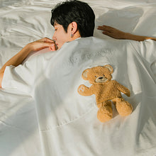Load image into Gallery viewer, Sicilian men&#39;s summer flocking bear T-shirt men&#39;s short-sleeved trend letter embroidery loose casual t-shirt top 4580864132340
