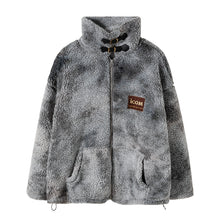 Load image into Gallery viewer, 【Take a 40% off straight down】Lamb velvet stand-up collar cotton-padded jacket with embroidery loose and thick warm men&#39;s tie-dye jacket
