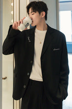 Load image into Gallery viewer, Sicilian men&#39;s spring black embroidery small suit jacket male Korean style trendy handsome loose casual suit
