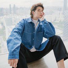 Load image into Gallery viewer, Sicilian men&#39;s autumn thin section handsome blue jacket male Korean version of the trend loose men&#39;s casual lapel jacket
