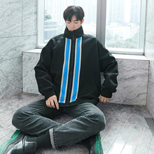 Load image into Gallery viewer, Sicilian men&#39;s handsome stand-up collar color-blocking sweater Korean style trendy loose male Hong Kong style Japanese all-match jacket
