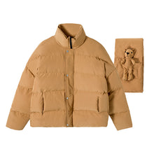 Load image into Gallery viewer, Sicilian men&#39;s bakery suit with cute bear scarf loose trend thickening stand collar jacket for men
