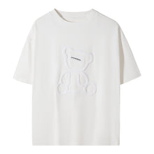 Load image into Gallery viewer, Sicilian men&#39;s bear short-sleeved t-shirt men&#39;s 2021 new flocking printed white t-shirt loose top
