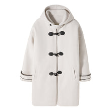 Load image into Gallery viewer, Sicilian men&#39;s winter new mid-length horn buckle woolen coat men&#39;s Korean loose thick hooded jacket
