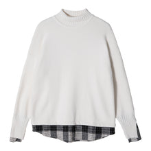 Load image into Gallery viewer, Sicilian men&#39;s men&#39;s bottoming shirt plaid stitching fake two-piece turtleneck sweater men&#39;s handsome trend
