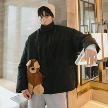 Load image into Gallery viewer, Sicilian men&#39;s black jacket male flocking cute bear jacket casual loose winter new stand-up collar jacket
