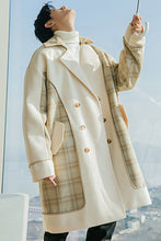 Load image into Gallery viewer, Sicilian men&#39;s winter new mid-length suit collar woolen coat contrast stitching Korean plaid jacket men
