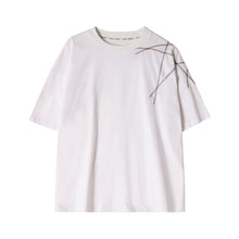 Load image into Gallery viewer, Sicilian men&#39;s summer Korean version of the trend of loose five-point sleeves men&#39;s tide brand embroidery white short-sleeved T-shirt men
