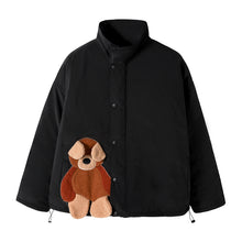 Load image into Gallery viewer, Sicilian men&#39;s black jacket male flocking cute bear jacket casual loose winter new stand-up collar jacket
