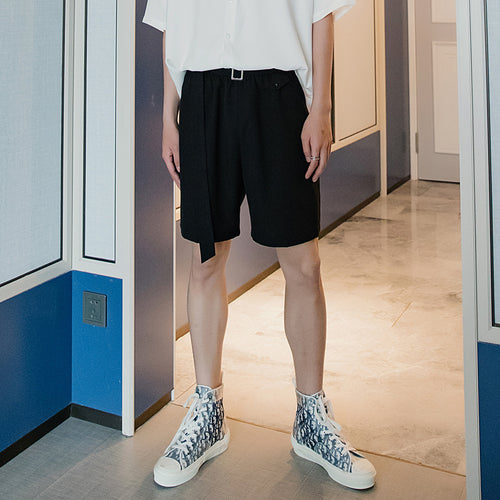 Sicilian men's fashion brand thin five-point pants casual pants male Korean version of the trend loose men's black shorts