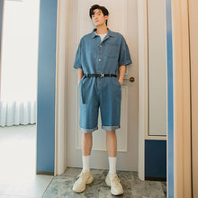 Load image into Gallery viewer, Sicilian men&#39;s summer thin section casual five-point pants male Korean men&#39;s denim jumpsuit loose shorts
