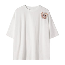 Load image into Gallery viewer, Sicilian men&#39;s summer Hong Kong style short-sleeved men&#39;s tide brand trend loose boys half-sleeved bear print white t-shirt
