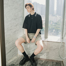 Load image into Gallery viewer, Sicilian men&#39;s summer thin knit college style short-sleeved men&#39;s trend loose white t-shirt men&#39;s polo shirt
