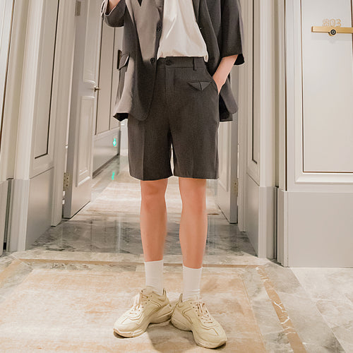 Sicilian men's summer five-point pants casual pants male Korean version of the trend loose men's black suit shorts