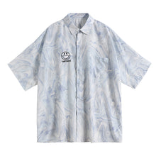 Load image into Gallery viewer, Sicilian men&#39;s smiling face ruffian handsome flower shirt men&#39;s lazy summer casual tie-dye shirt men&#39;s short-sleeved shirt
