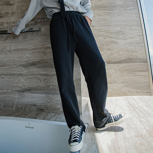 Sicilian men's loose straight-leg casual pants, men's black trendy sports pants, men's trousers, mopping pants