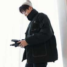Load image into Gallery viewer, Sicilian men&#39;s loose thickened jacket men&#39;s Korean version of the trend of black casual topstitch stand-up collar cotton men&#39;s winter
