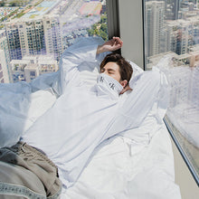 Load image into Gallery viewer, Sicilian men&#39;s spring and autumn letter printing half-high neck long-sleeved t-shirt men&#39;s trendy ins loose white bottoming shirt
