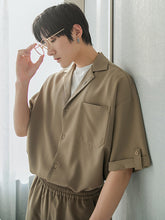 Load image into Gallery viewer, Sicilian men&#39;s short-sleeved shirt men&#39;s summer thin two-piece embroidered suit collar shorts men&#39;s casual suit

