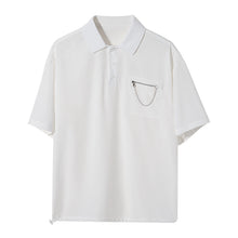 Load image into Gallery viewer, Sicilian men&#39;s summer Hong Kong style boys short-sleeved t-shirt tide brand trend loose chain pendant white Polo shirt

