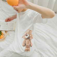 Load image into Gallery viewer, Sicilian men&#39;s round neck short-sleeved t-shirt men&#39;s trendy brand loose white casual shirt cartoon bear print compassionate
