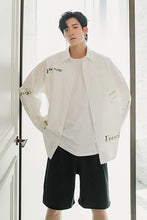 Load image into Gallery viewer, Sicilian men&#39;s letter printed white shirt men&#39;s Korean style trendy handsome loose men&#39;s thin white shirt
