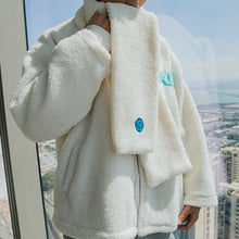 Load image into Gallery viewer, Sicilian men&#39;s lamb wool lazy style long-sleeved long-sleeved jacket with cute bunny doll and warm scarf on the back
