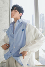 Load image into Gallery viewer, Sicilian men&#39;s spring new vertical stripes double-sided long-sleeved shirt loose casual small fresh men&#39;s shirt

