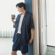 Load image into Gallery viewer, Sicilian men&#39;s summer thin suit jacket shorts two-piece suit men&#39;s loose casual suit suit men
