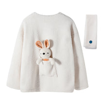 Load image into Gallery viewer, Sicilian men&#39;s lamb wool lazy style long-sleeved long-sleeved jacket with cute bunny doll and warm scarf on the back
