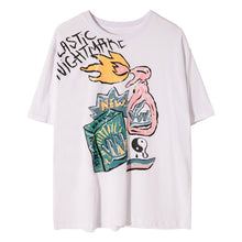Load image into Gallery viewer, Sicilian men&#39;s spring five-point sleeve men&#39;s Korean version of the trend loose men&#39;s white graffiti print short-sleeved t-shirt
