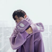 Load image into Gallery viewer, Sicilian men&#39;s winter lazy style cute bear ear tops men with cute scarf detachable hooded sweater

