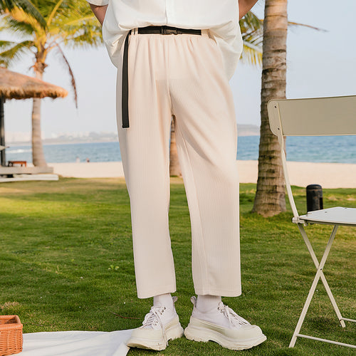Sicilian Men's Casual Pants Men's Summer Thin Style All-match Loose Pants Trend Men's Straight Striped Cropped Pants