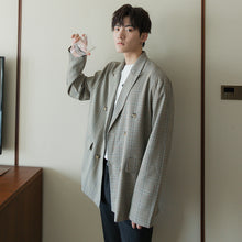 Load image into Gallery viewer, Sicilian men&#39;s autumn plaid suit jacket men&#39;s Korean version of the trend of men&#39;s loose casual British style suits
